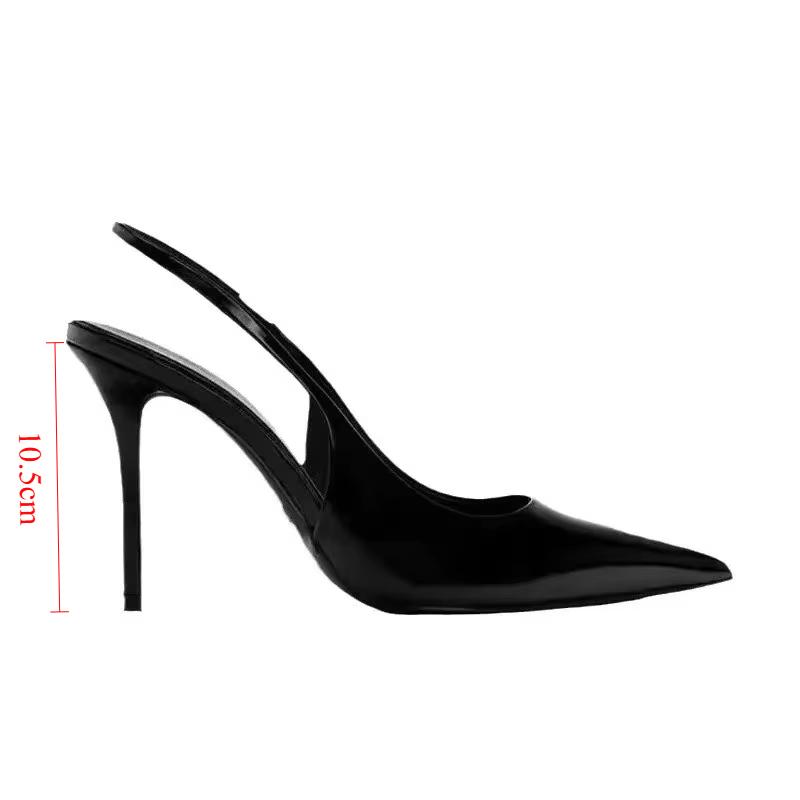 Fashion High Heeled Women's Sandals 2025 Summer Pointed Toe Simple Solid Designer Party Stilettos Elegant Back Strap Office Lady Shoes