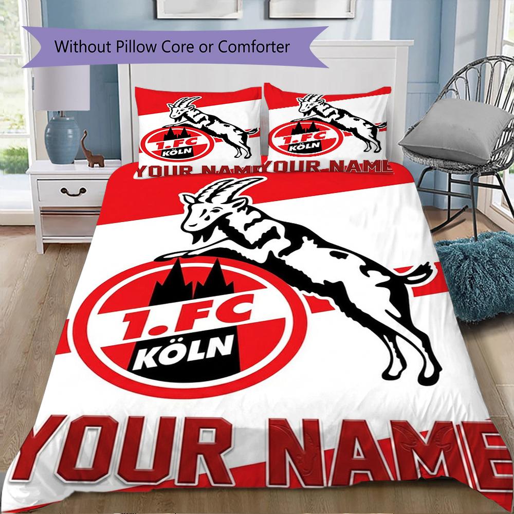 Custom Name FC KÖLN Bedding,Quilt Set Quilt Cover Pillowcase Home Birthday Gift(1 * Duvet Cover + 2 * Pillowcase, Without Core)_xia