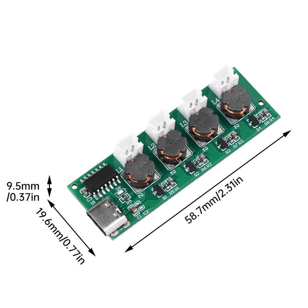 DC5V Unswitched Four Spray Humidifier Module Type-C USB Mini Humidifier DIY Kits Atomization Control Board 4 Fogger Atomization