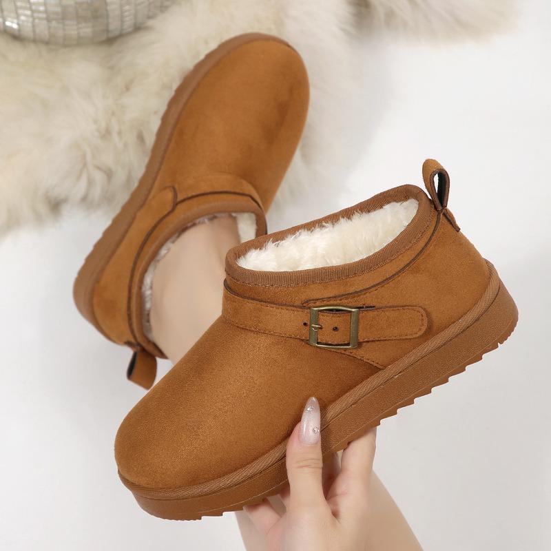 Snökängor med tjock sula, Varma bomullsskor, Halkskyddande ytterkläder, Fleece-korta stövlar