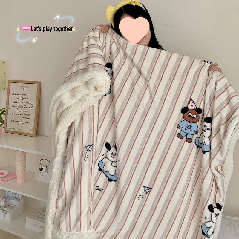 Cozy Lamb Fleece Blanket - Soft, Warm Shawl for Office, Sofa, or Dorm Naps.