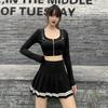 Vintage Kore Tarzı Patchwork Etek Harajuku JK Siyah Pileli Etekler Gotik Streetweet Yüksek Bel Mini Etek Kadın Punk Etek