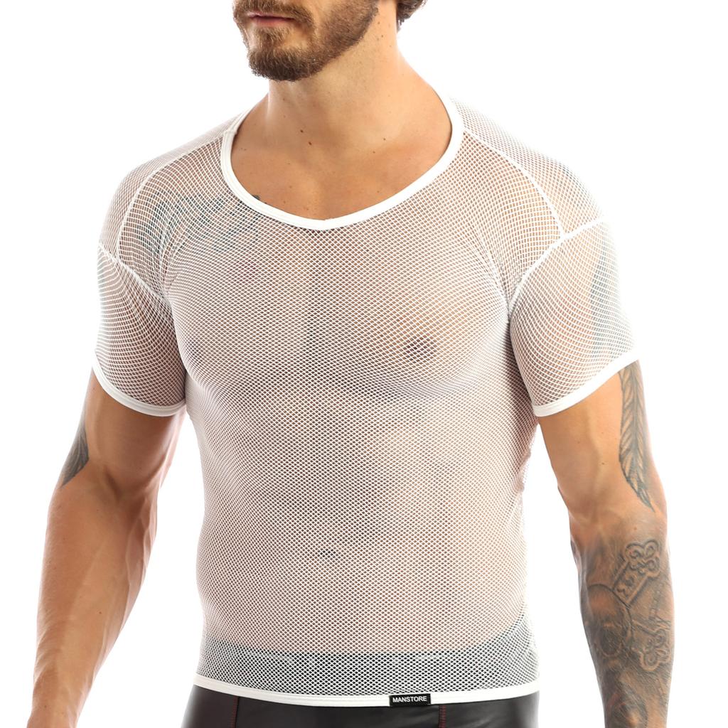 Mens Short Sleeve Mesh Tops Gym Wear Muscle T-shirt Sports Tee Shirts