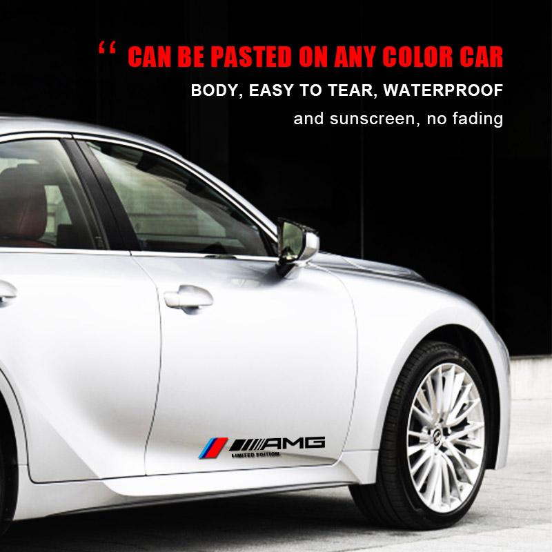 2pcs Car Side Door Sticker Badge Decal Decoration Emblem For Mercedes-Benz AMG C200 C300 A B C E GLA CLA GLK GL ML GLE W204 W205 W203 W211 W212 W213