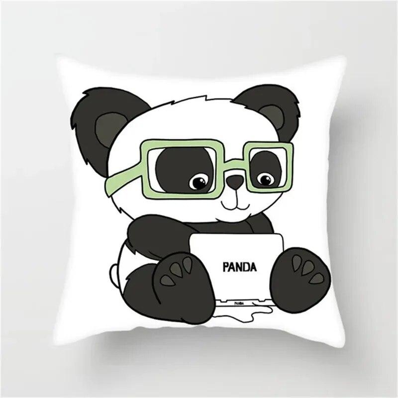 Cute Panda Cartoon Print Pattern Living Room Sofa Car Cushion Cover Luxury Home Decoration Pillow Cover
