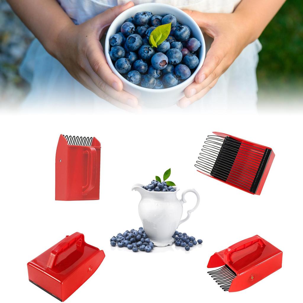 Naběračka na borůvky Kovová sběračka na bobule Sběr borůvek Červená sběračka na bobule Manuální zahradní nářadí Ergonomická rukojeť