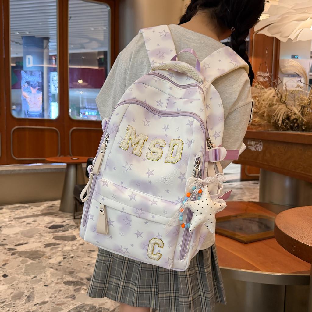 Schoolbag New Student Schoolbag Junior High School Girl Large Capacity Cute Star Backpack Ins Wind Middle School High School Backpack
