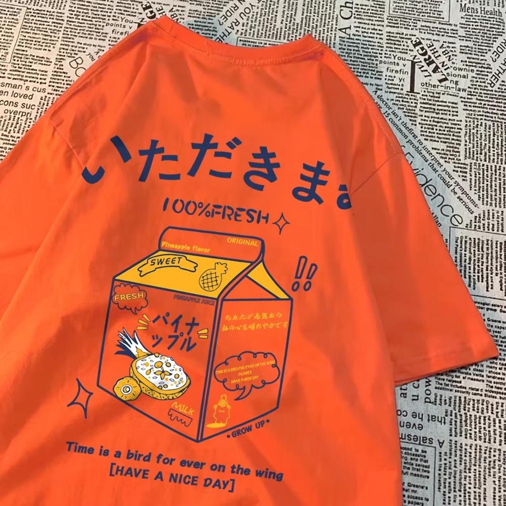 100% Fresh Pineapple Juice Time Is A Bird For Ever On The Wing Mens Clothes Oversize Casual Tshirt T Shirt Shirt Cartoon Tops