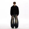 Mens Retro American Style Zip Hoodie Boxy Fit Short Streetwear Jacket