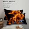 3pcs Lion And Panther Bedding Sets 3D Printed Fire Animal Duvet Cover Sets With Pillowcases No Filling Single Twin Full Size
