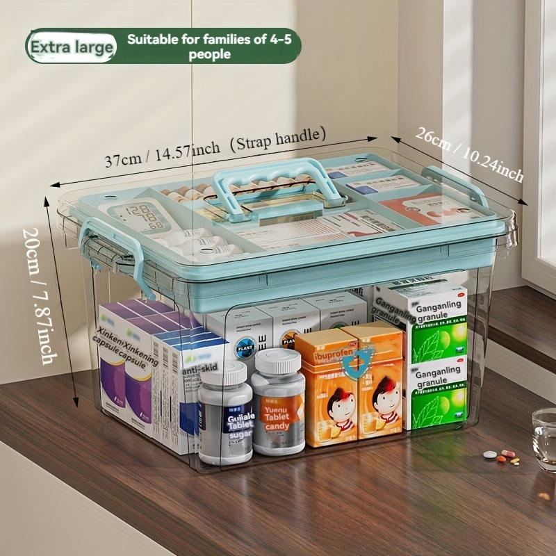 Víceúrovňový PP modulární úložný systém – přenosný organizér na léky první pomoci, zásobník na léky pro domácí péči s rukojetí