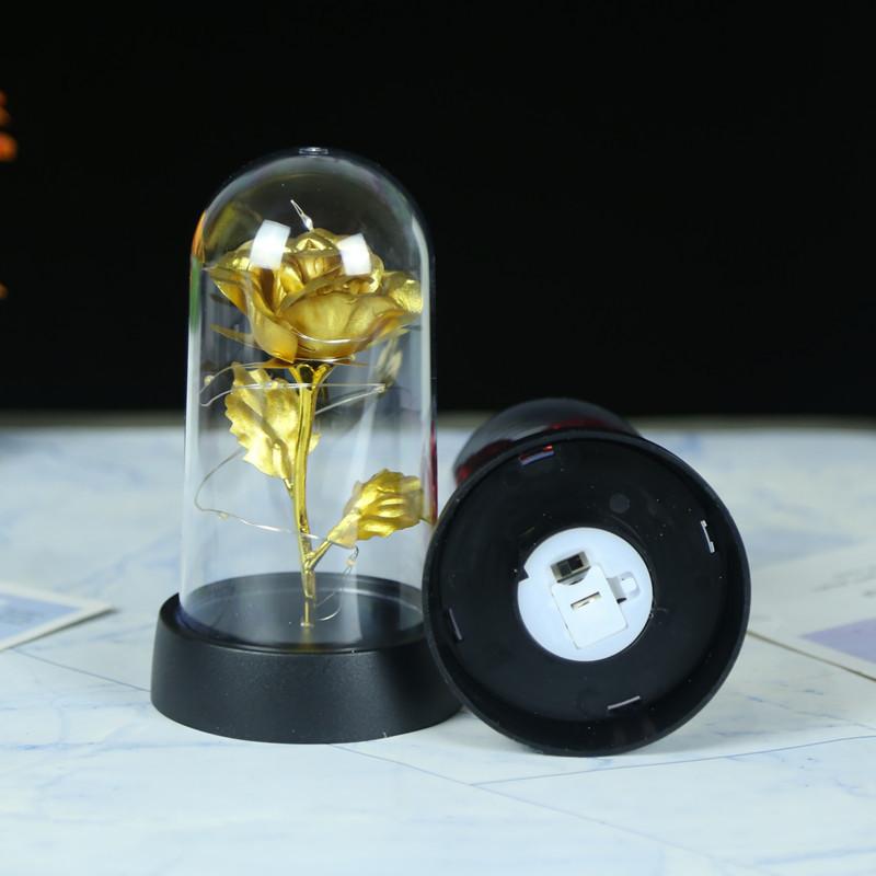 Small gold foil rose luminous led light ornament creative Christmas Valentine's Day gift night light