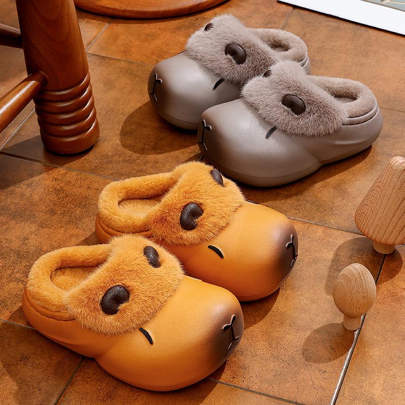 Capybara Children's Cotton Slippers for Boys and Girls EVA Waterproof Cartoon Cute Parent-child Warm Children's Fur Slippers