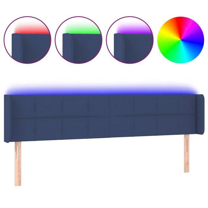 VidaXL Tête de Lit à LED Meuble de Chambre à Coucher Accessoire de Lit Double Tête de Cadre de Lit Intérieur Bleu 3123264