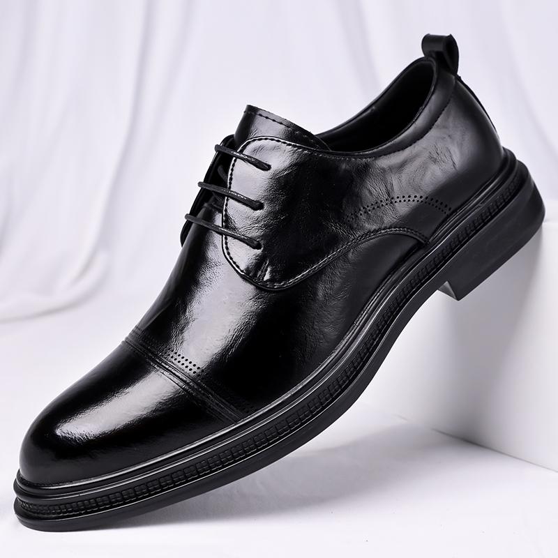 Fashion Brand Men'S Pointed Breathable Banquet Oxford Shoes Summer New Comfortable Lace Up Men'S Business Formal Leather Shoes