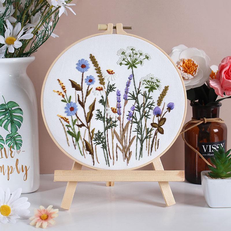 European Style 3D Embroidery DIY Kit - Handmade Flowers and Plants