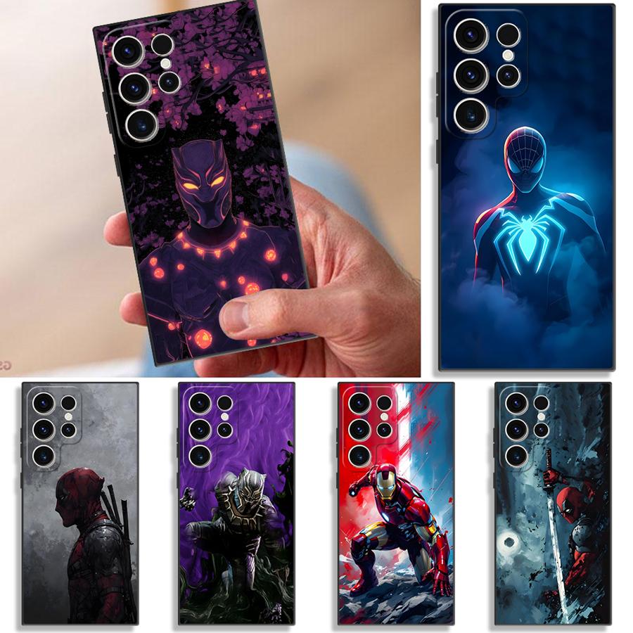 Case for Samsung Galaxy S26 S23 S24 Plus S21 FE S20 S10 S9 Note 20 Ultra 8 9 10 S25 Ultra Funda Phone Cover Marvel Cool Black
