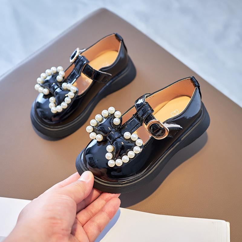 

Детская обувь для школьников, повседневная, универсальная, кожаная обувь, нескользящая, мягкая подошва, вечерние платья, милые туфли для девочек-принцесс Zapatos Niña 25insole15.5cm чёрный