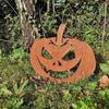 Iron Art Scary Smiling Pumpkin Statue: Halloween Garden & Courtyard Decoration