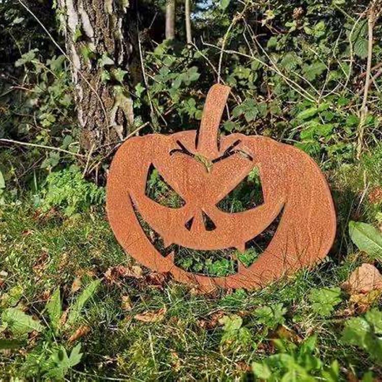 

Iron Art Scary Smiling Pumpkin Statue: Halloween Garden & Courtyard Decoration Contact for more colors and sizes