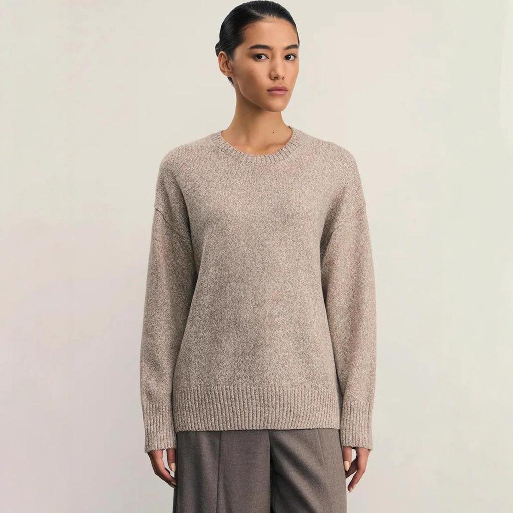 Stilvoller Damen-Strickpullover mit lockerem Schnitt: Europäisch & Amerikanisch Herbst/Winter Rundhals Einfarbig