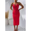 Fashion European and American Women Clothes Sexy Tube Top Sleeve Slit Solid Dress Sexy Solid Color Dress