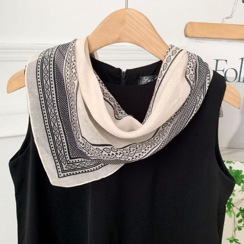 Cashew flower silk scarf new simple printing headscarf decorative scarf scarf small shawl triangular scarf tied waist