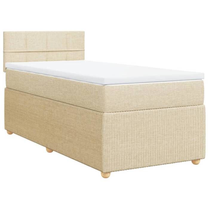 VidaXL Slat Bed Base with Mattress Cream 90x200 Cm Fabric 3287344