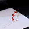 Delicate Strawberry Inspired Adjustable Ring With Faceted Cubic Zirconia Stones Polished Copper Base Fashionable Everyday Accessory