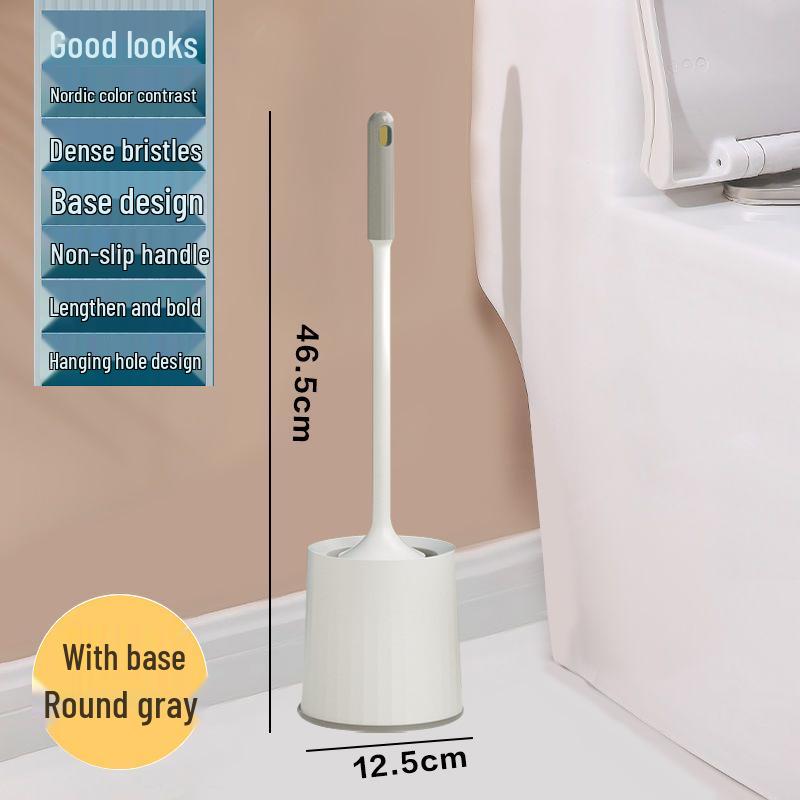 Wall-Mounted Bathroom Toilet Brush Set with Base - No Dead Corner Cleaning Solution