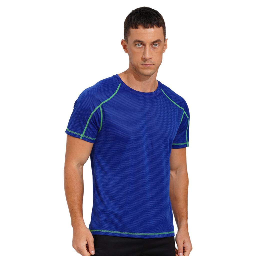 Athletic Men's Performance Short Sleeve T-Shirt Male's Breathable Ice-silk Quick-drying Running Sports Top