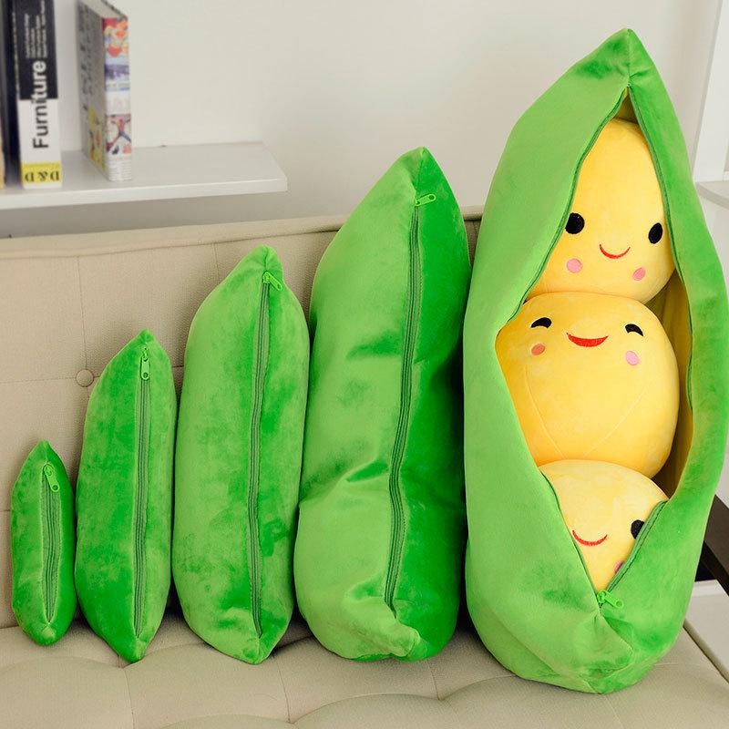 Large Pea Pod Plush Toy - Creative Dutch Bean Doll & Back Support Pillow