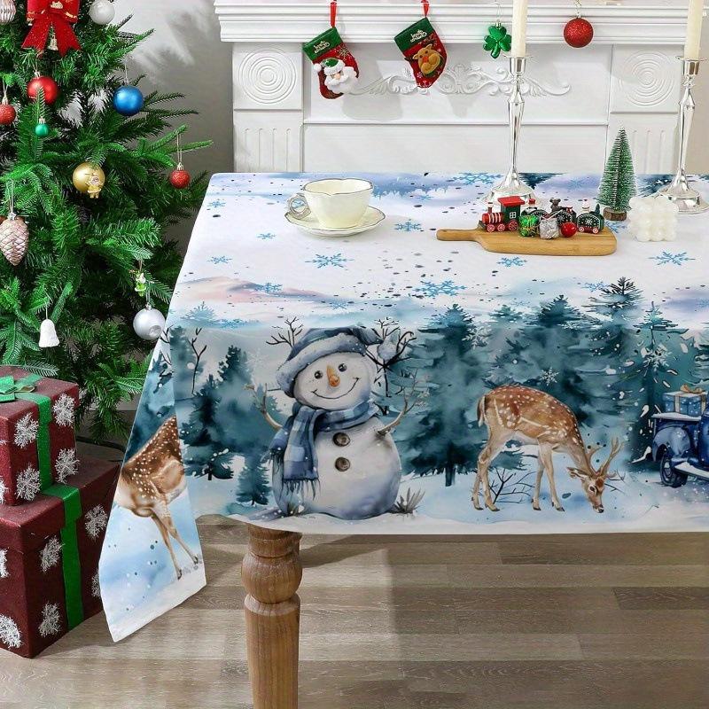 Waterproof Christmas Tablecloth Digital Print Kitchen Dining Table Decor Washable Holiday Home Decor