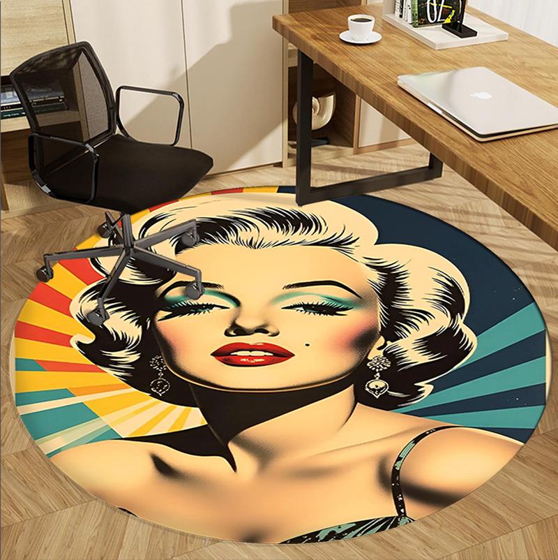 Marilyn Monroe Mønster Rundt Tæppe, Indendørs/Udendørs Måtte, til Picnic, Spillerum, Soveværelse, Kontor, Stue, Hjemmeindretning Tæppe, Fødselsdagsgave
