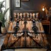 Digital Printed Duvet Cover Set Featuring a Design Theme Pattern of Ancient Wooden Doors 100% Polyester Brushed Soft Comfortable