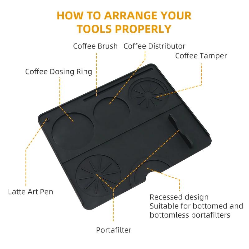 Coffee Machine Silicone Mat Tray Drainage Mat Heat Protective Mat Coffee Accessories Pounding Station Mat Powder Press Tool Mat