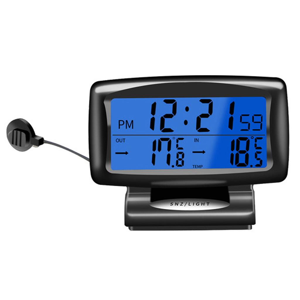 Ceas Auto Termometru 2 în 1 Ceas Digital și Termometru cu Afișaj LCD Iluminat din Spate Comutare 12H 24H pentru