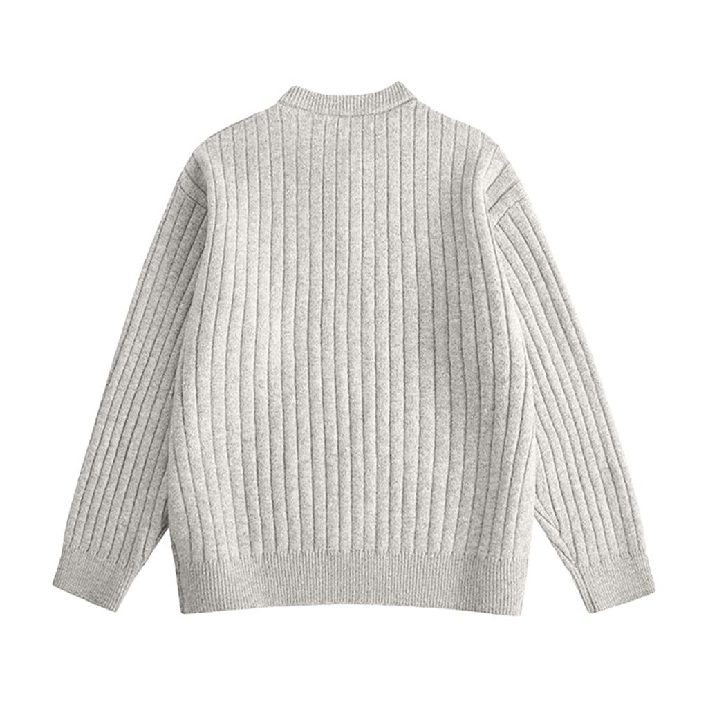 Men's Casual Solid Color Semi-zipper Round-neck Sweater, Men's Loose Line Texture Pullover Knitted Sweater