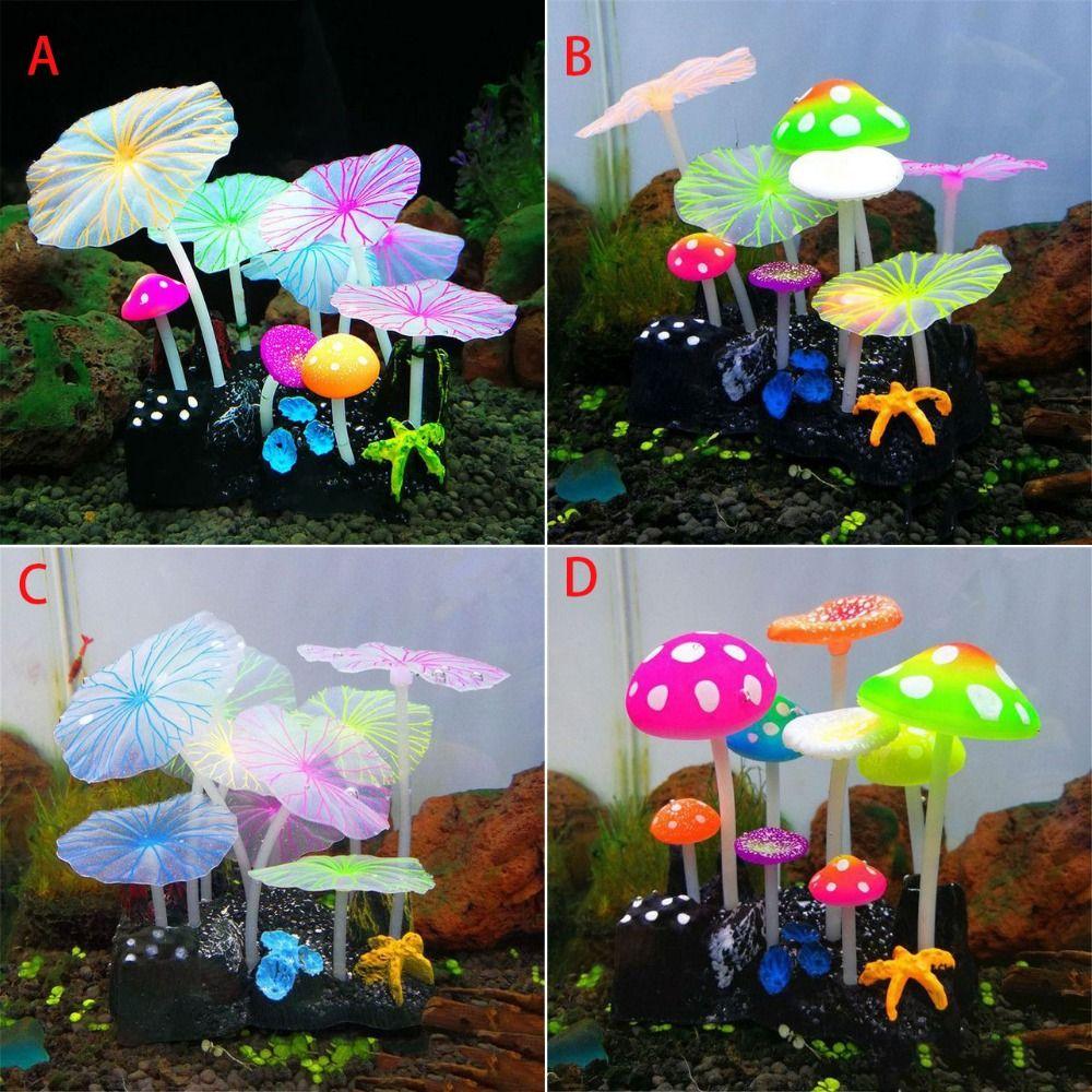 9pcs/set Aquarium Fluorescent Artificial Plants Simulation Aquatic Water Grass Fish Tank Landscaping Decoration