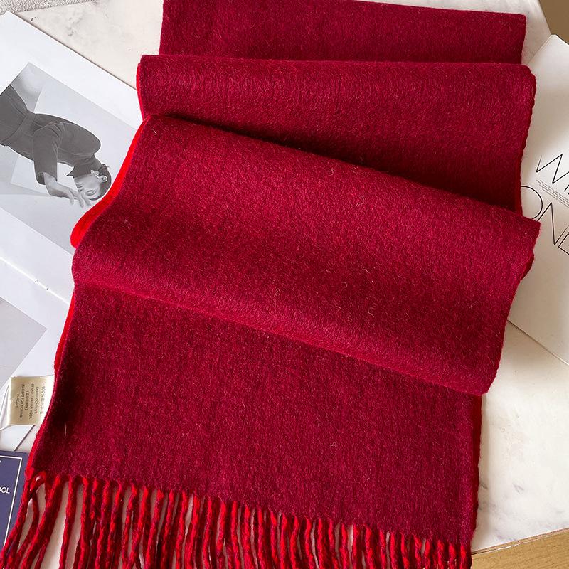 100 pure wool scarves for men's autumn and winter gray double-sided high-end gift boyfriend men's cashmere shawl