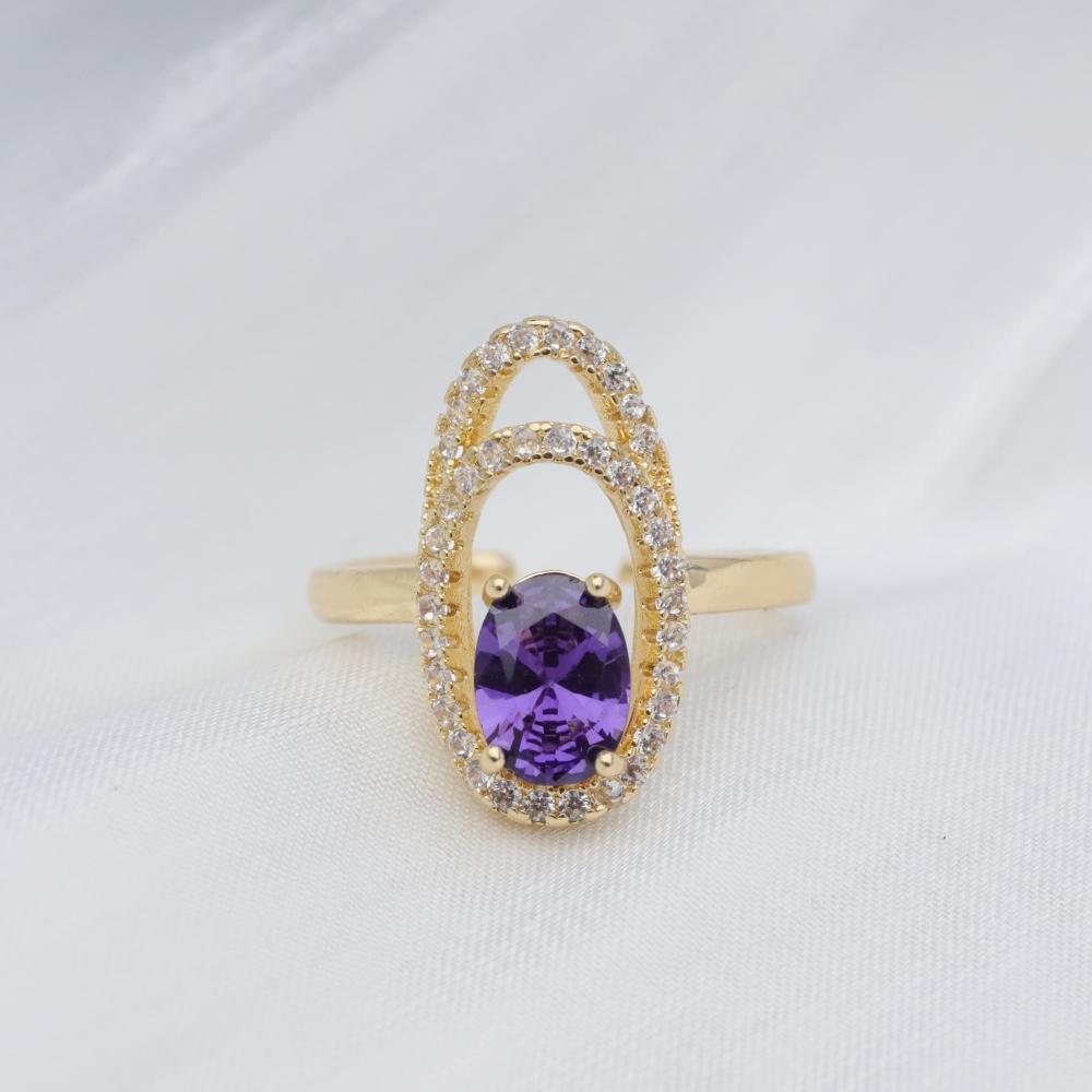 Elegant Oval Zirconia Open Ring Surround Design Adjustable Bridal Ring Wedding Party Gift