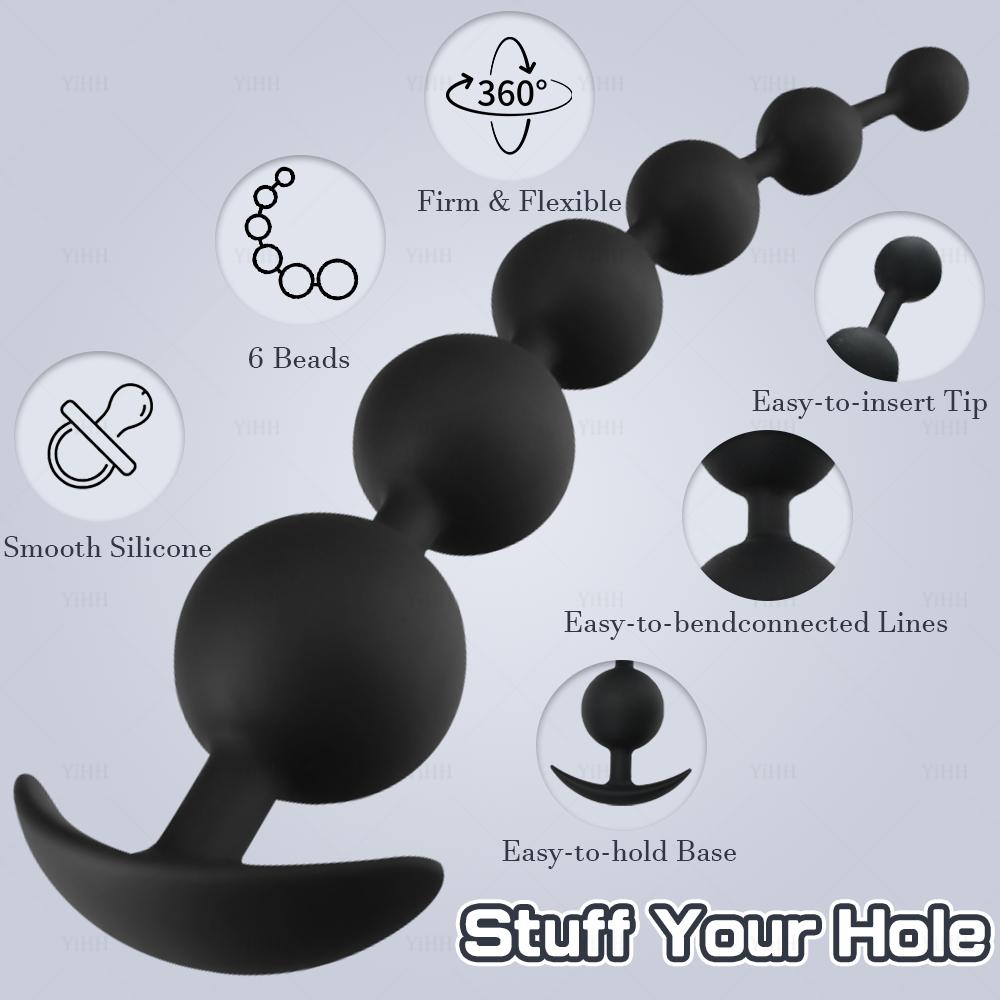 Long Anal Beads Anal Plug Big Butt Plug Anal Balls Sex Toys for Women Men Prostate Massage Pull Bead Dildo Deep Vaginal Anal Toy