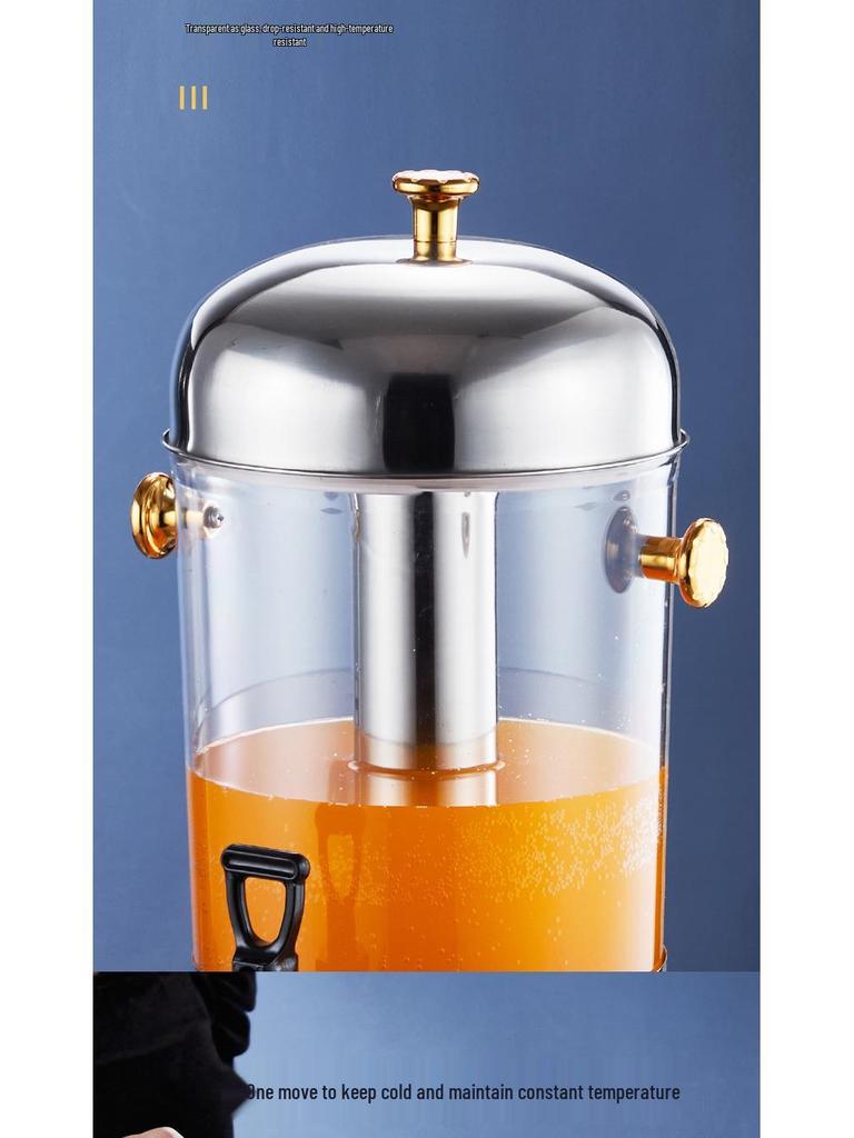 Stainless Steel Buffet Juice Dispenser with Faucet - Large Capacity Cold Drink Machine, Single or Double Head Options