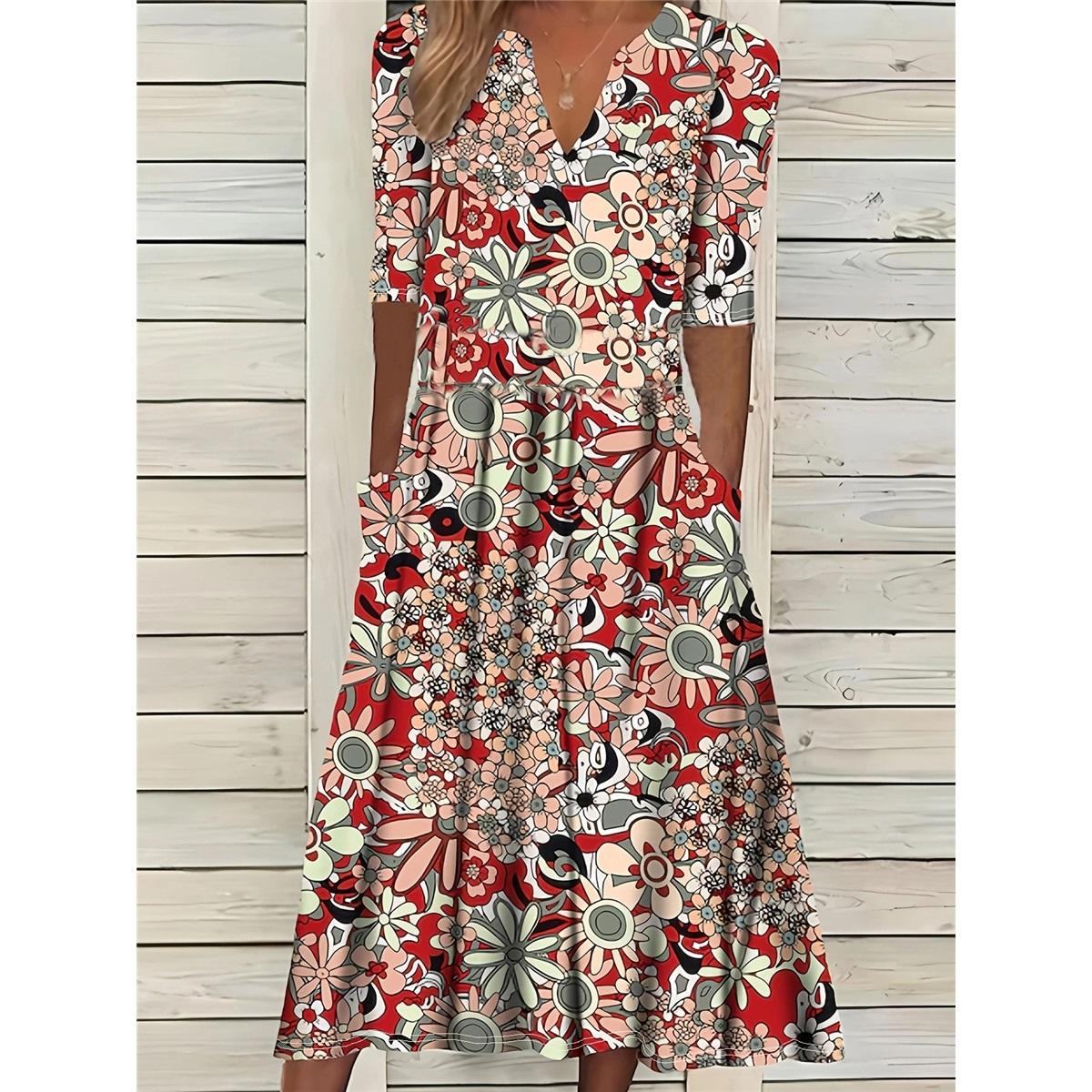 

Женское элегантное платье миди свободного кроя с коротким рукавом и V-образным вырезом L розовый