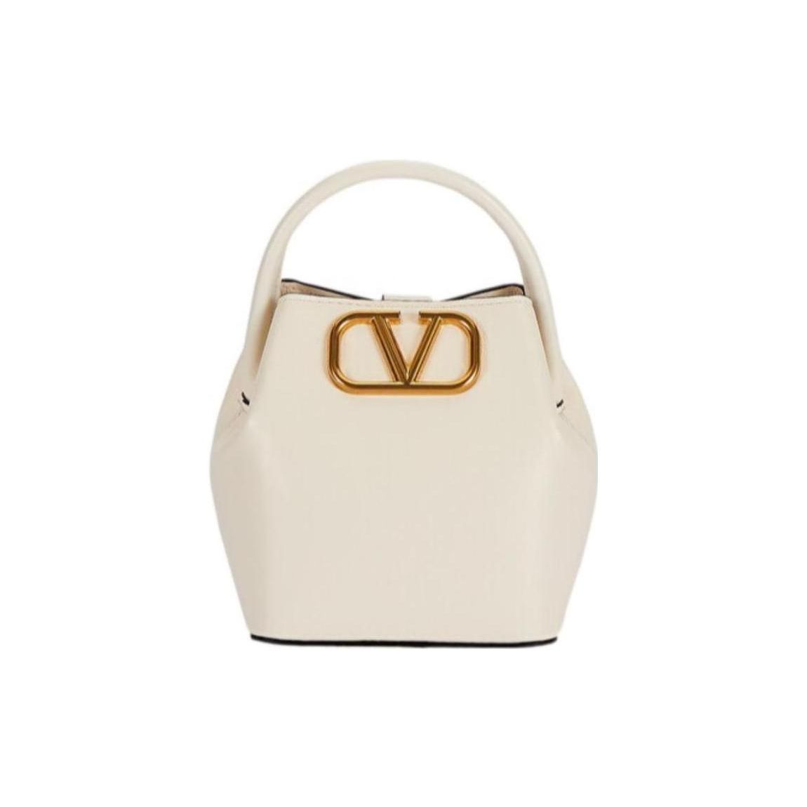 

Valentino Gold Logo Drawstring Adjustable Detachable Shoulder Strap Leather Handbag Women Handbags White 1W2P0Y08VNL-098 Box(Basic Set+Box)