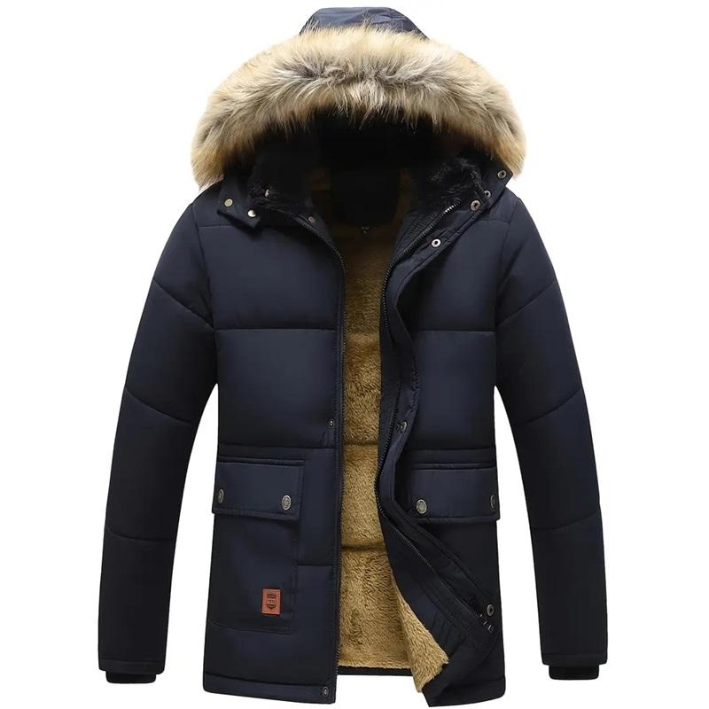Men's Winter Warm Hooded Jacket With Detachable Hood - Thick Fleece Lining, Windproof Outdoor Activity Jacket