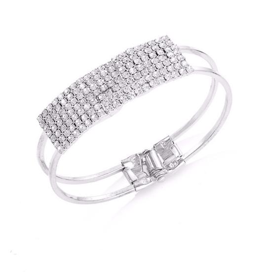Party Fashion Women Shiny Square Rhinestone Inlaid Bracelet Bangle Jewelry Gift