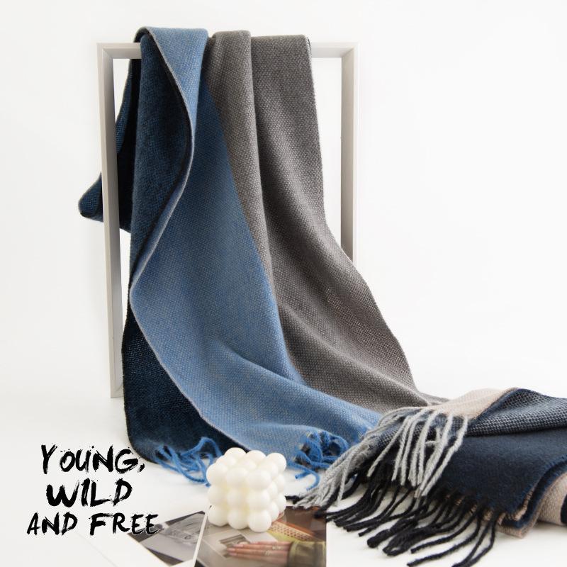 Winter Plaid Color Blocked Imitation Cashmere Scarf for Men High End Versatile Warm Shawl and Scarf
