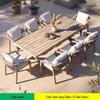 Teak Rattan Outdoor Dining Set: Waterproof Table & Chairs for Terrace or Garden