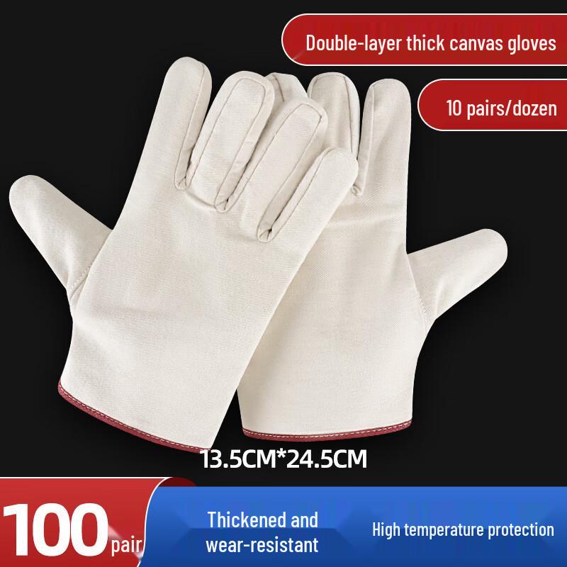 Heavy-Duty Double-Layer Canvas Work Gloves
